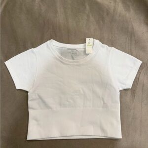 NWT Aerie White Short Sleeve Crop Top